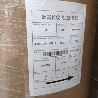 Синяя черная изображение тепловой бумаги 45-70GSM Jumbo Roll для банкнот/факсов/банкоматов в промышленности